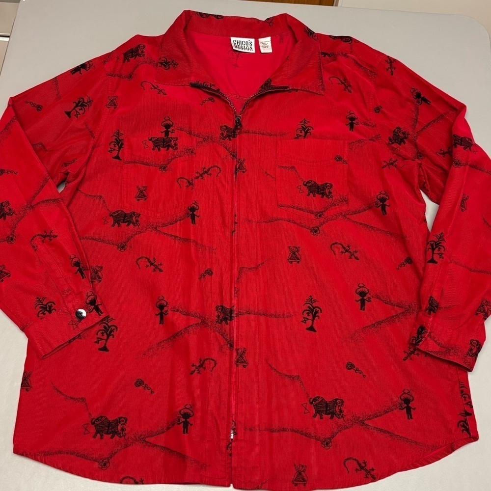 Chico's Design Corduroy Shirt Full Zip red size XL
